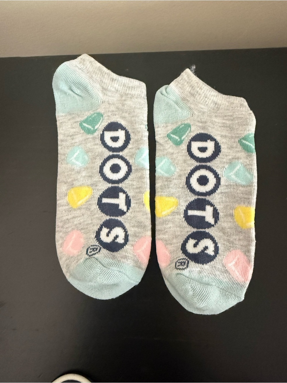 Dots Candy Low-Cut Socks in Gray with Mint, Yellow, Pink Accents